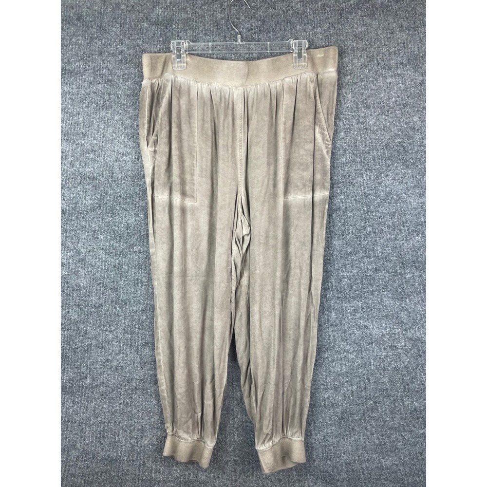 Soft Surroundings "Washed Velour" Joggers PXL in a neutral tan or taupe‎ shade.